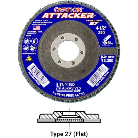 United Abrasives/Sait Flap Disc6x5811 Z40xPK10 76346